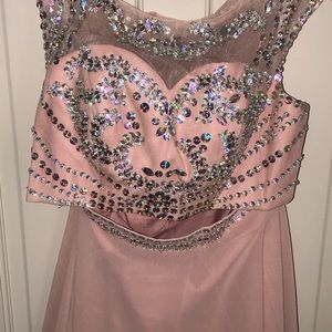 Blush Chiffon sleeveless beaded gown